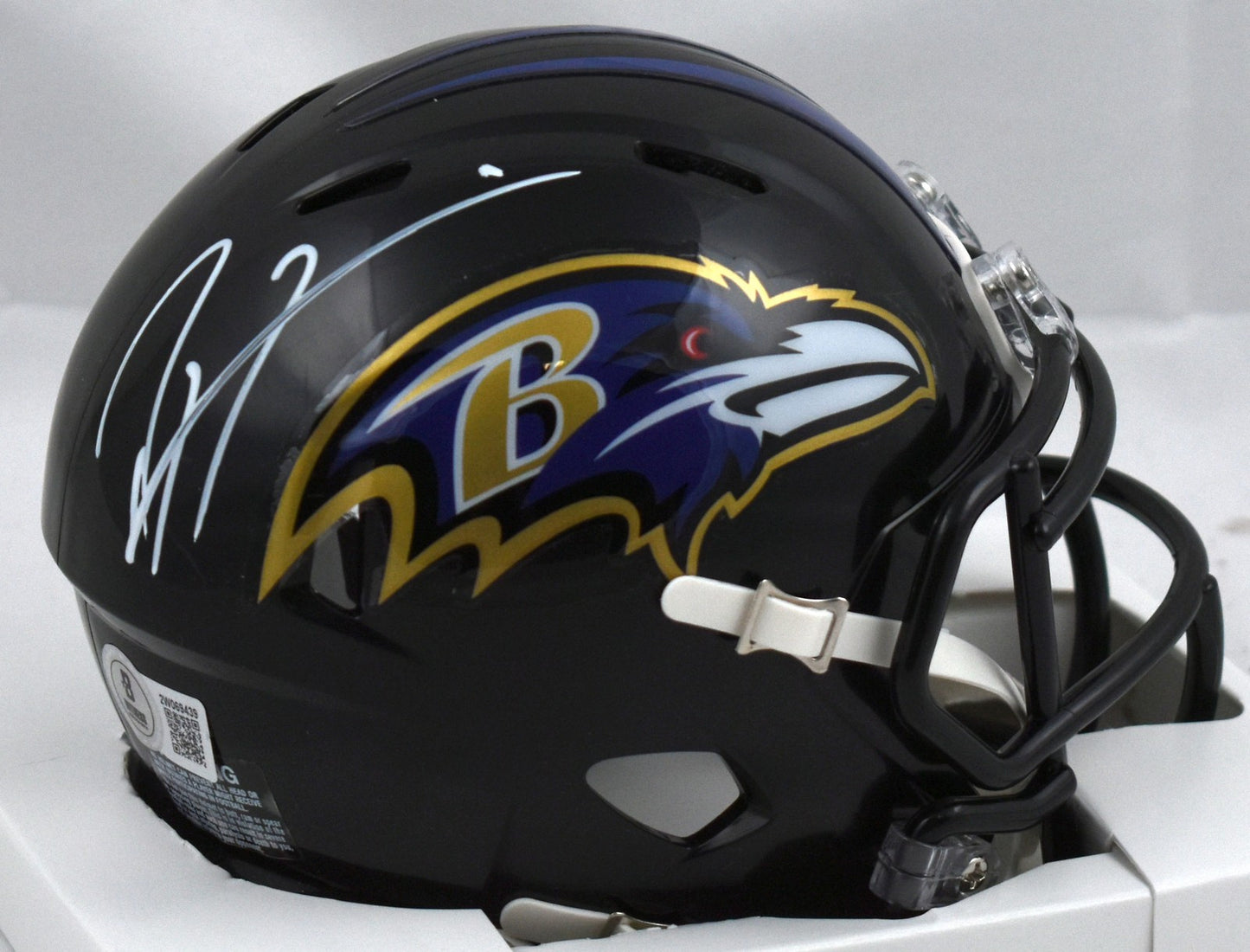 Ray Lewis Autographed Baltimore Ravens White Speed Mini Helmet