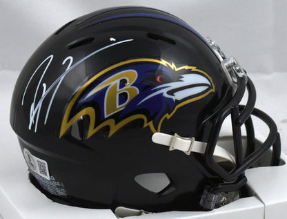 Ray Lewis Autographed Baltimore Ravens White Speed Mini Helmet