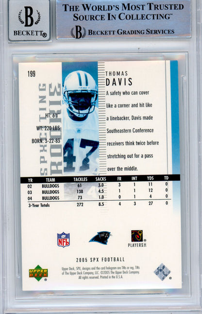 Thomas Davis Signed 2005 SPx Card #199A - BAS Slabbed Grade 10