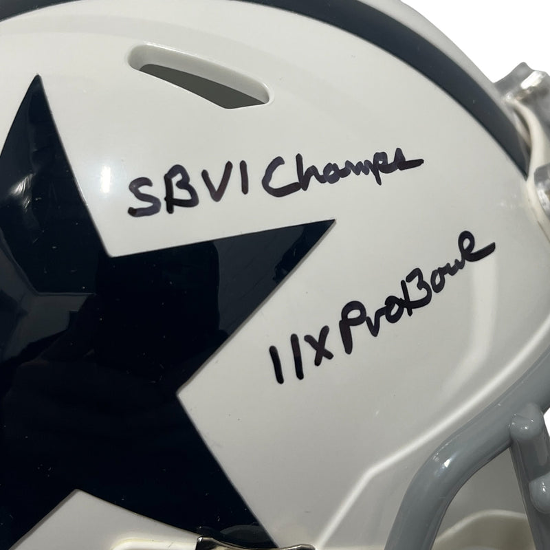 Bob Lilly Signed Dallas Cowboys Throwback Mini Helmet 4 Inscriptions BAS
