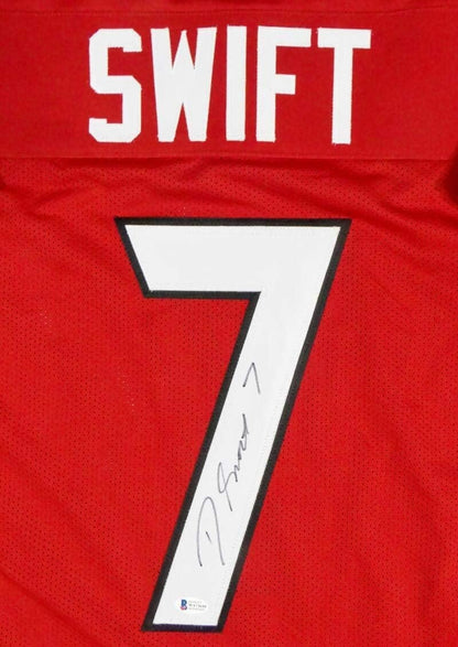 D'Andre Swift Autographed Red Custom College Style Jersey