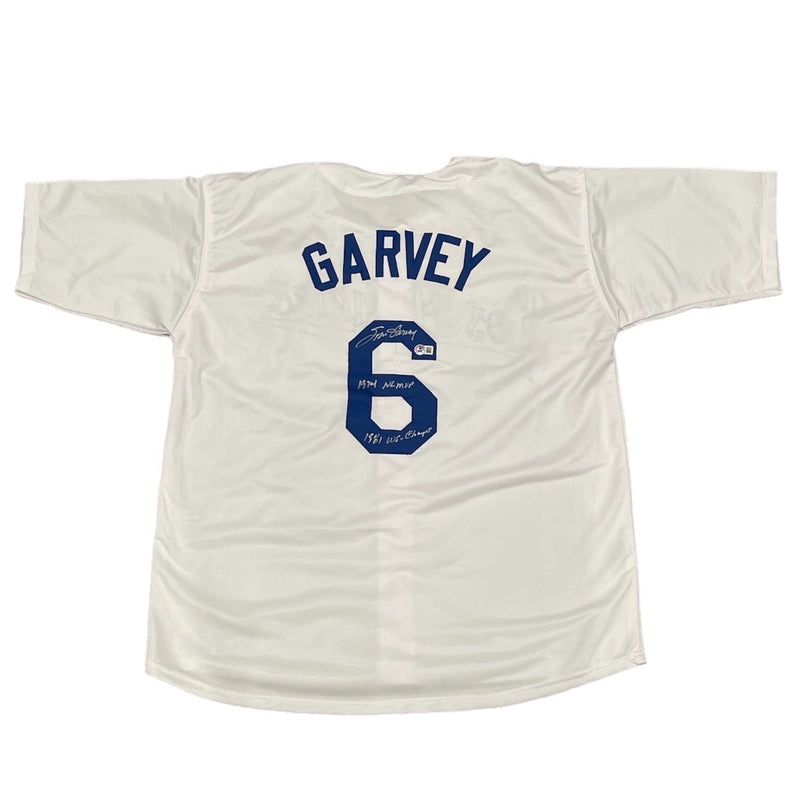 Steve Garvey Signed LA Dodgers Custom Jersey (MVP, WS Inscriptions) BAS