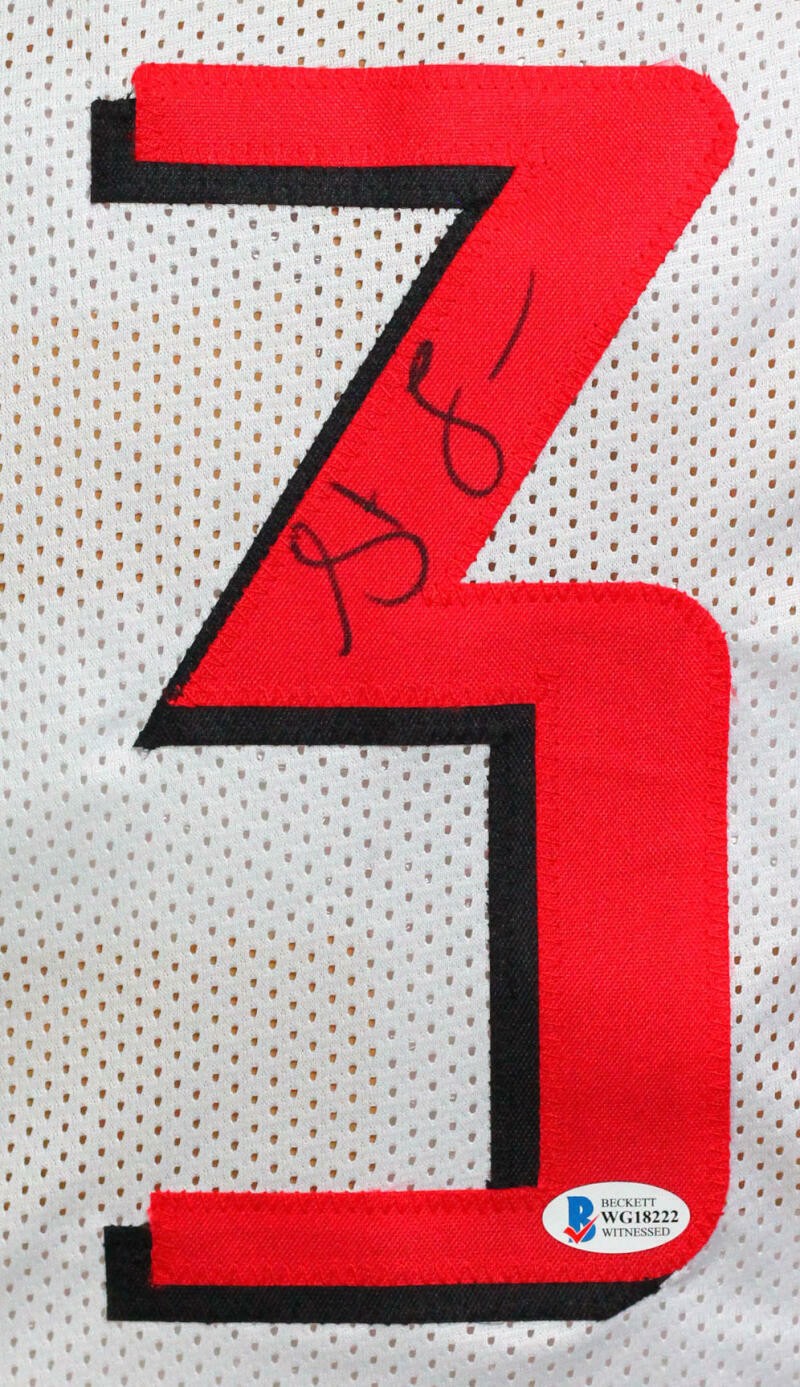 Steve Francis Autographed White and Red Custom Basketball Jersey