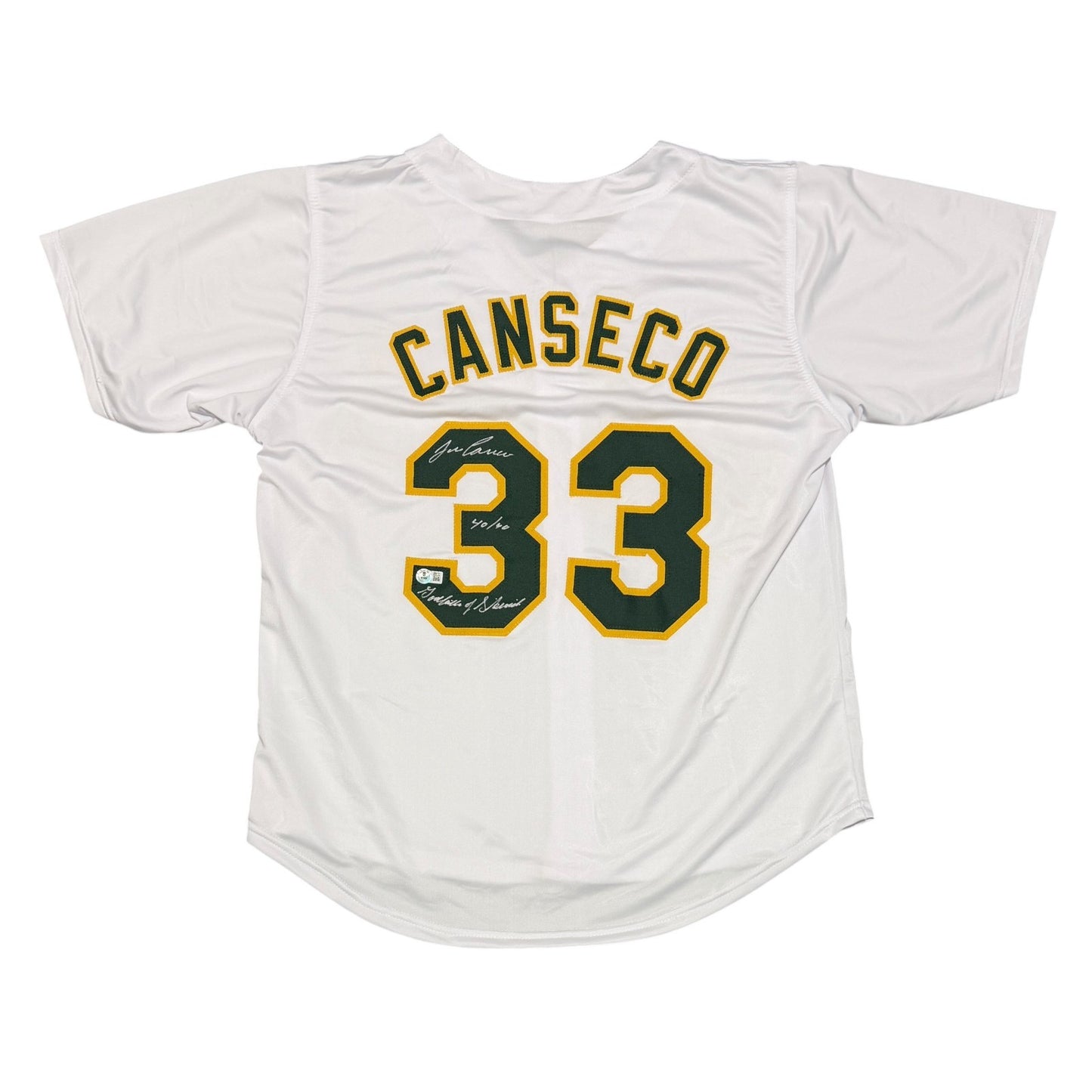 Jose Canseco Signed Oakland Athletics Custom Jersey (40/40 & Steroids)