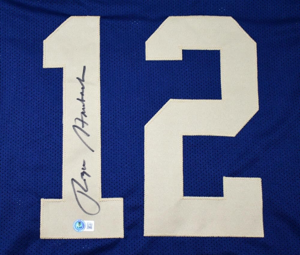 Roger Staubach Autographed Navy College Style Jersey - Black