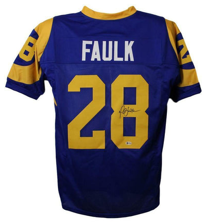 Marshall Faulk Autographed Los Angeles Rams Custom Football Jersey