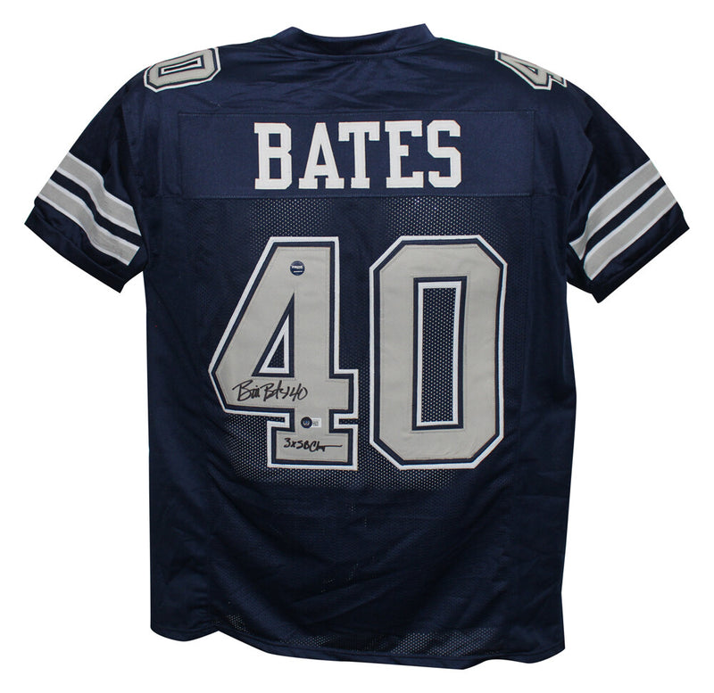 Bill Bates Signed Dallas Cowboys Custom Jersey 3x SB Champs Beckett