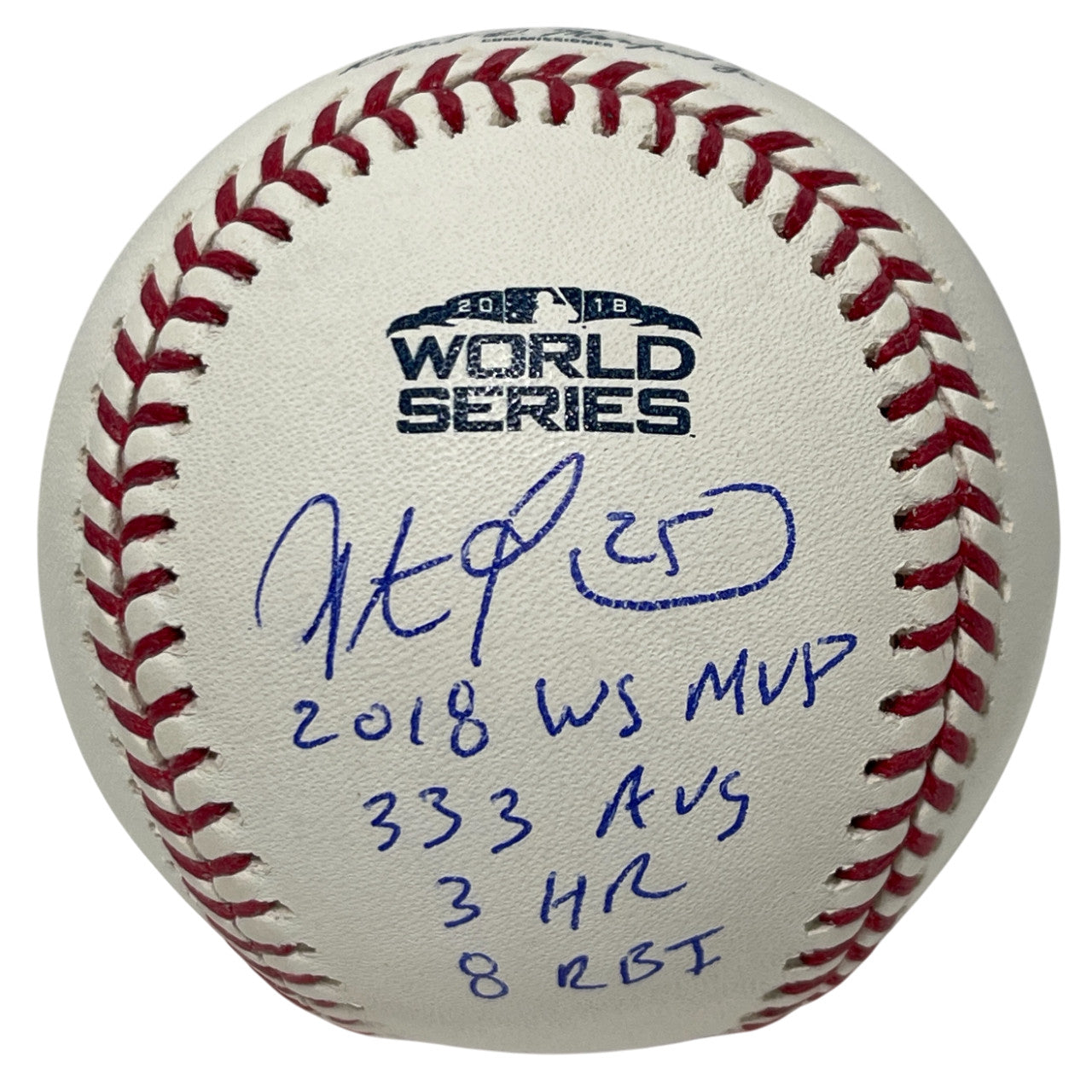Steve Pearce Signed 2018 World Series Baseball (WS MVP & Stats) Beckett