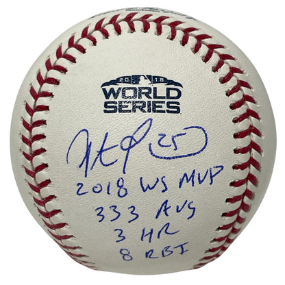 Steve Pearce Signed 2018 World Series Baseball (WS MVP & Stats) Beckett