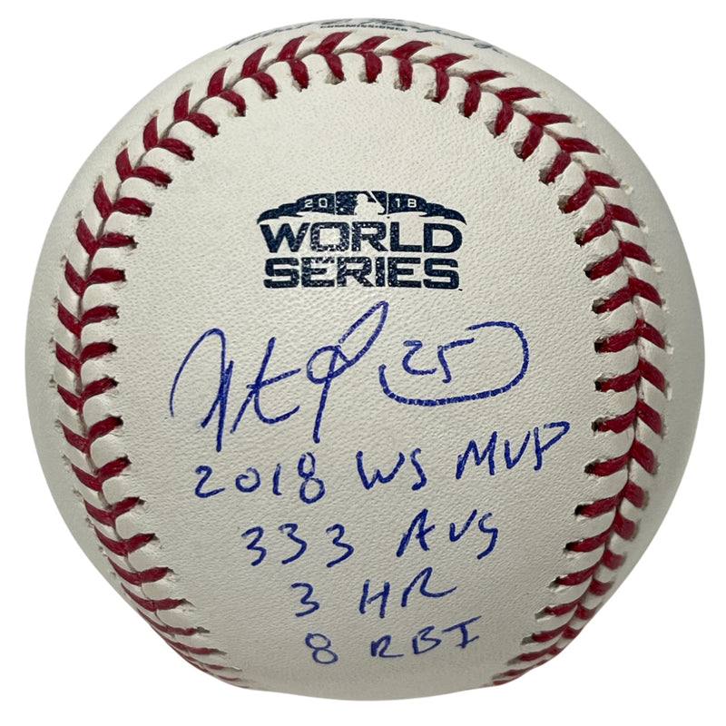 Steve Pearce Signed 2018 World Series Baseball (WS MVP & Stats) Beckett