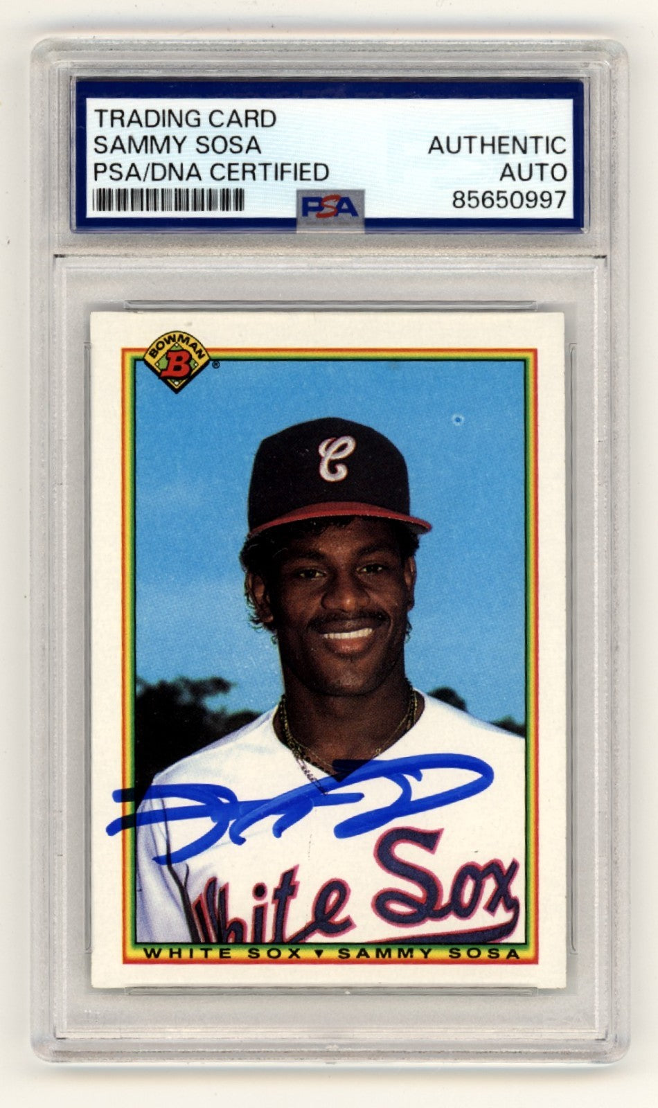 Sammy Sosa Signed 1990 Bowman Rookie Card #312 PSA White Sox