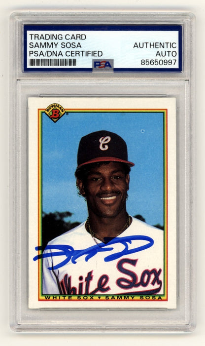 Sammy Sosa Signed 1990 Bowman Rookie Card #312 PSA White Sox