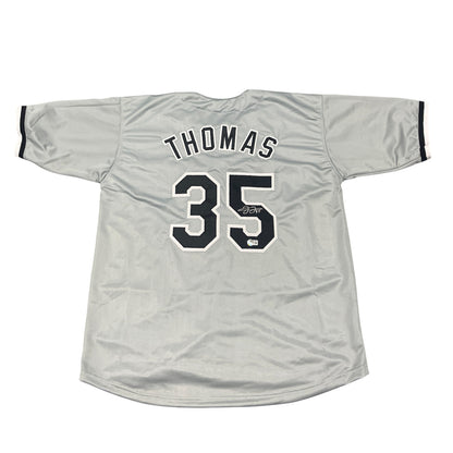 Frank Thomas Signed Chicago White Sox Custom Grey Jersey (BAS COA)