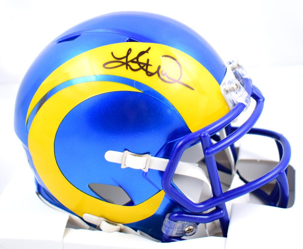 Kurt Warner Signed Los Angeles Rams Black Speed Mini Helmet