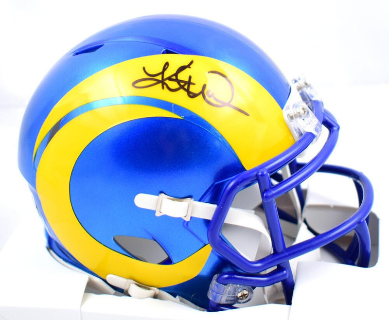 Kurt Warner Signed Los Angeles Rams Black Speed Mini Helmet
