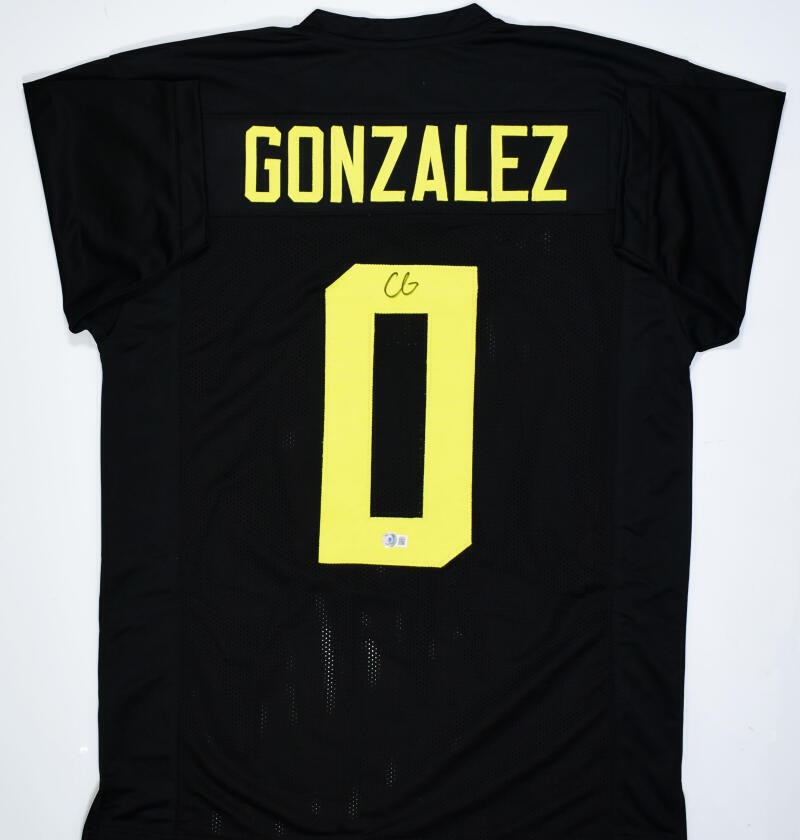 Christian Gonzalez Signed Black College Style Jersey