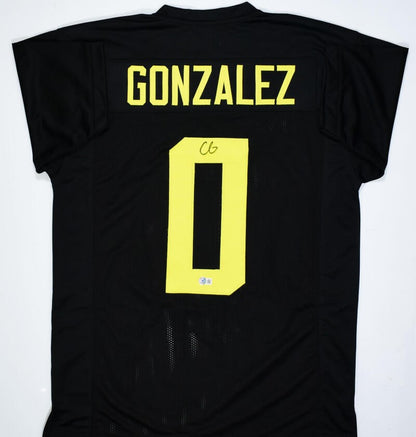 Christian Gonzalez Signed Black College Style Jersey