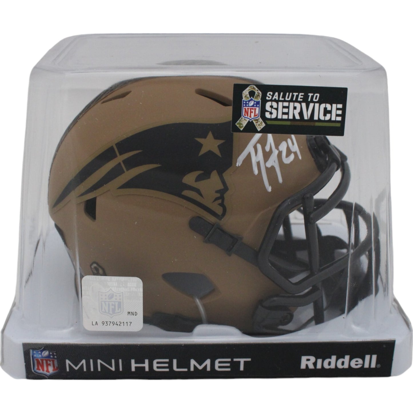 Ty Law Signed New England Patriots 2023 Salute to Service Mini Helmet