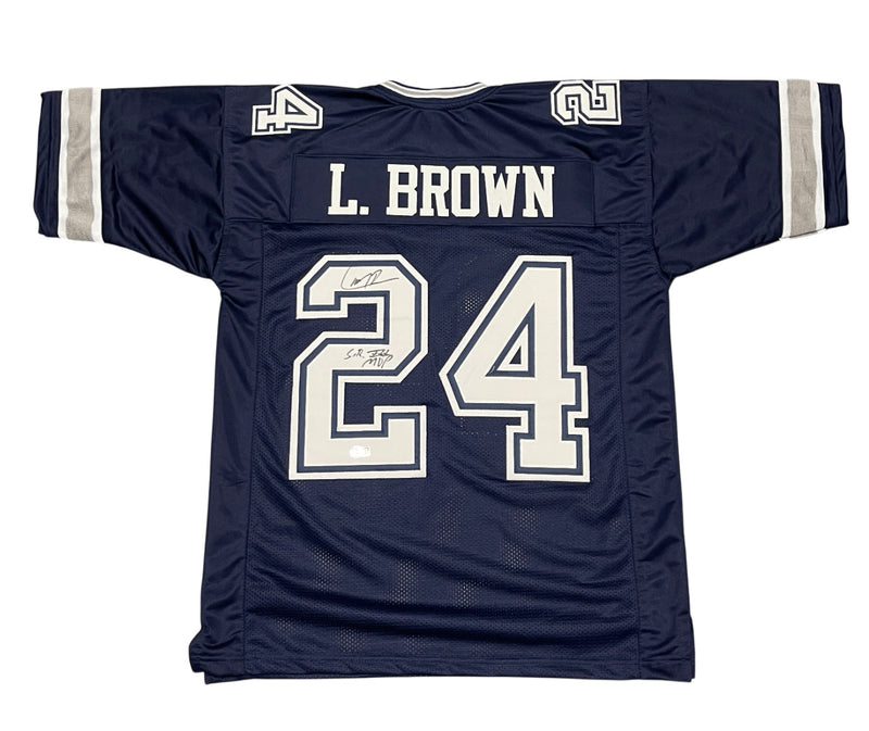 Larry Brown Signed Dallas Cowboys Custom Jersey (SB XXX MVP) - Beckett COA