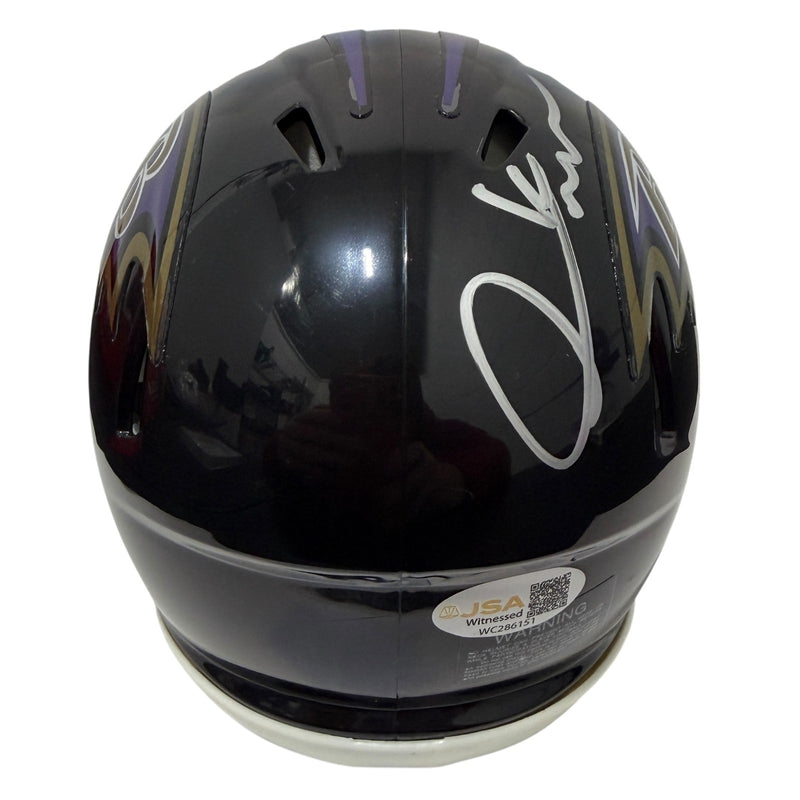 Derrick Mason Baltimore Ravens Signed Riddell Speed Mini Helmet JSA COA