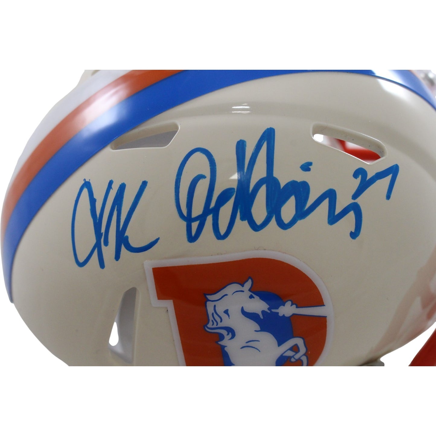 JK Dobbins Signed Denver Broncos Retro Mini Helmet
