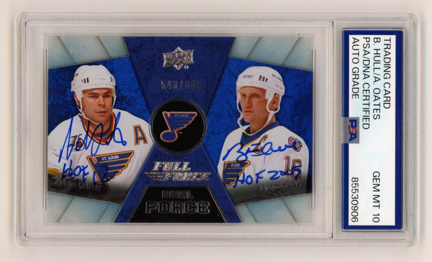 Adam Oates & Brett Hull Signed 2015-16 Upper Deck Full Force Dual Card