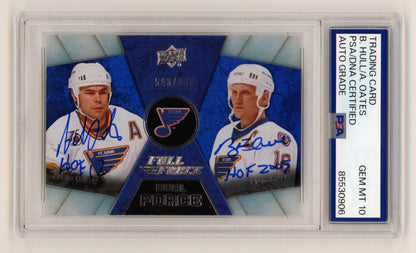 Adam Oates & Brett Hull Signed 2015-16 Upper Deck Full Force Dual Card