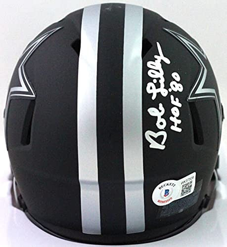 Bob Lilly Signed Dallas Cowboys Eclipse Mini Helmet with HOF Inscription