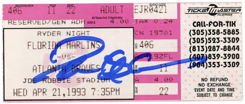 Deion Sanders Autographed Atlanta Braves 4/21/1993 Ticket Stub (Beckett)