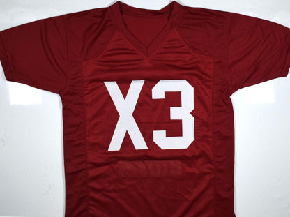Barry Switzer Signed Maroon Oklahoma Style Custom Stat Jersey