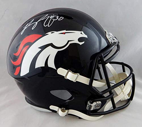 Phillip Lindsay Signed Denver Broncos White Full Size Speed Helmet