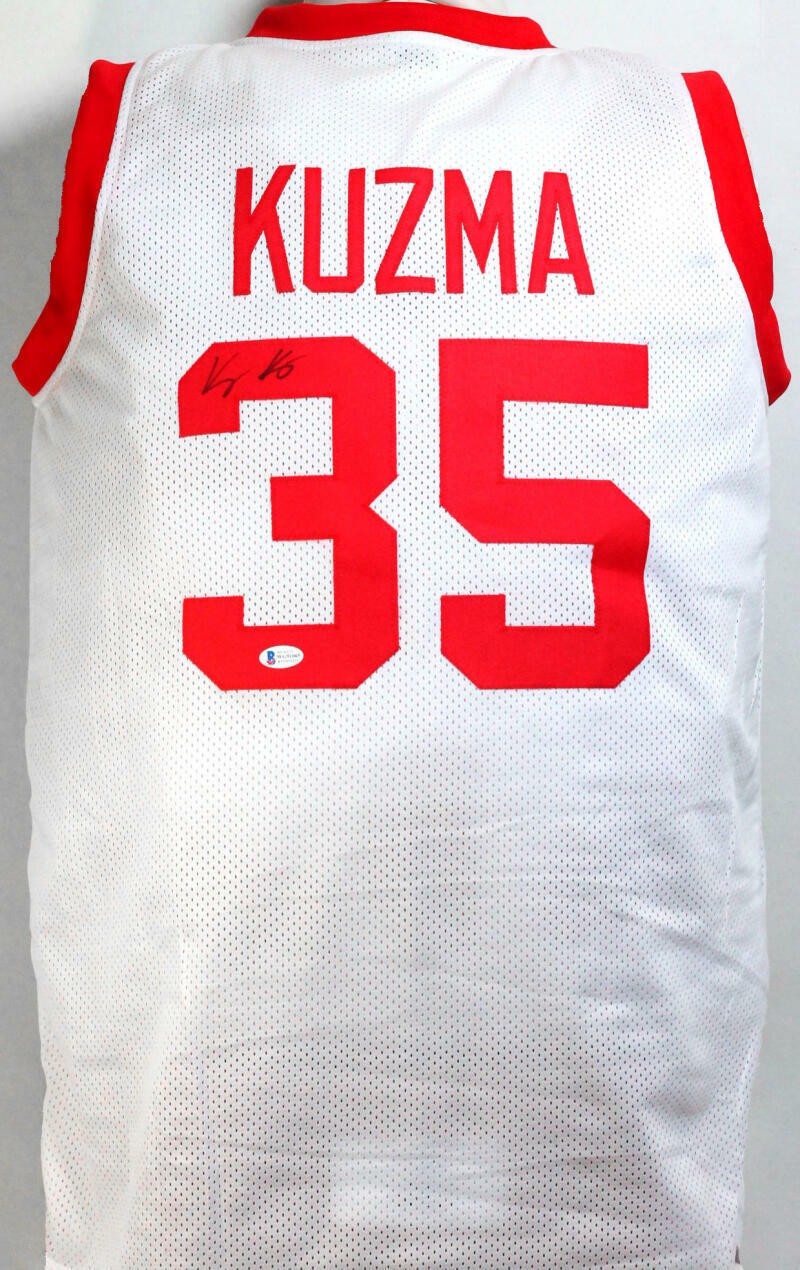 Kyle Kuzma Autographed White College Style Basketball Jersey