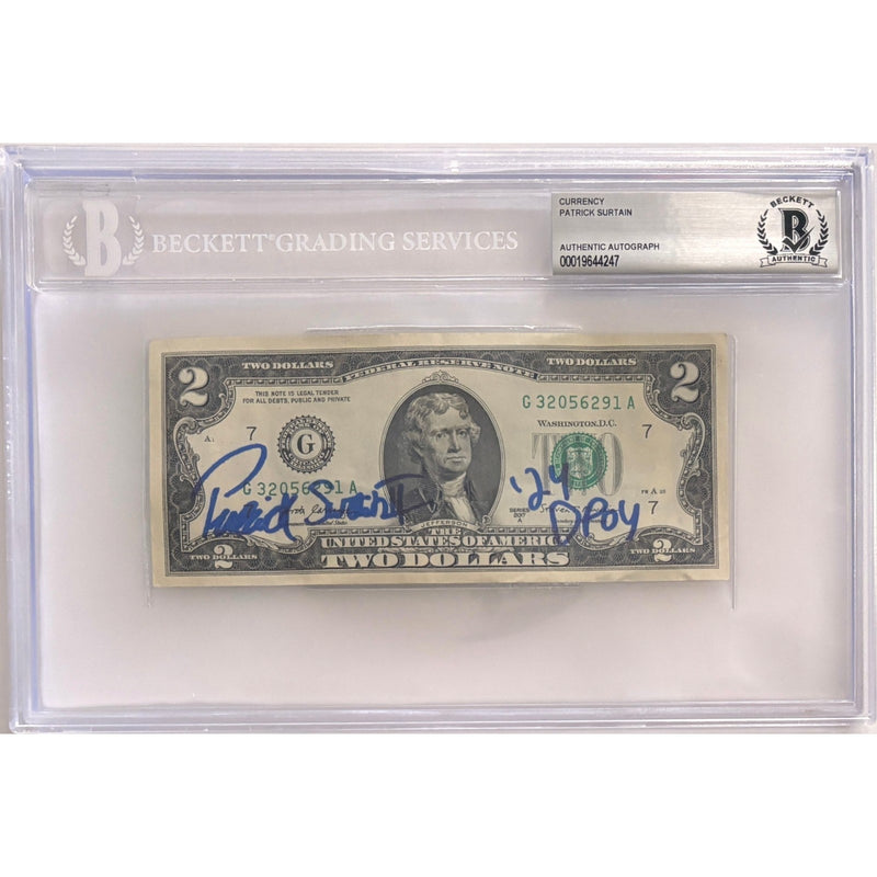 Patrick Surtain Autographed Denver Broncos $2 Bill "24 DPOY" BAS Slabbed