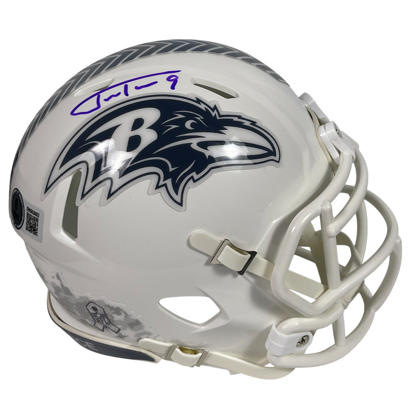 Justin Tucker Signed Baltimore Ravens 2024 Salute to Service Mini Helmet BAS