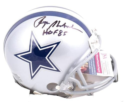 Roger Staubach Signed Dallas Cowboys Black Mini Helmet (HOF Inscription)