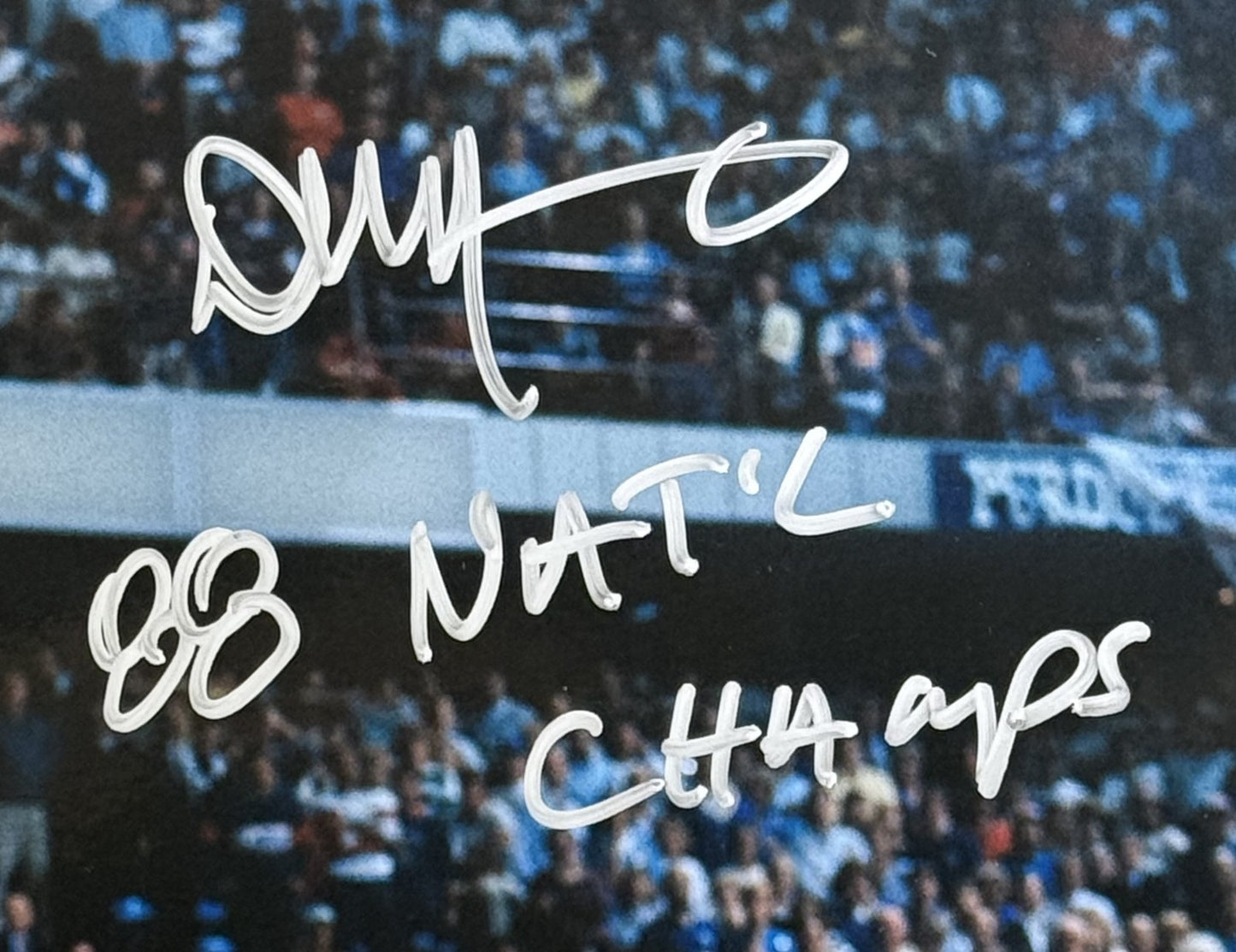 Danny Manning Signed Kansas Jayhawks 16x20 Photo - '88 Natl Champs'
