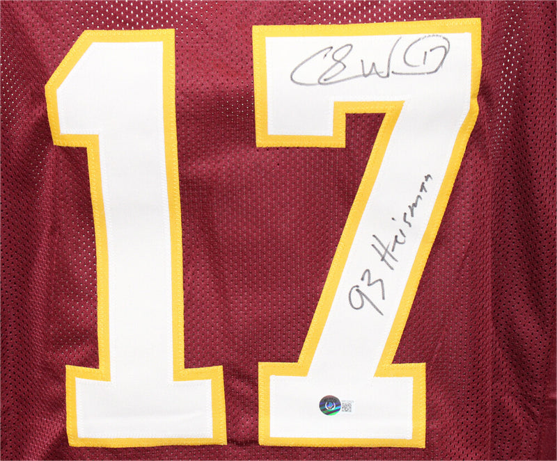 Charlie Ward Signed Florida State Custom Jersey - Heisman Inscription