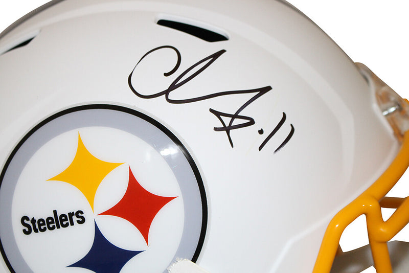 Chase Claypool Signed Pittsburgh Steelers Full Size Flat White Replica Helmet