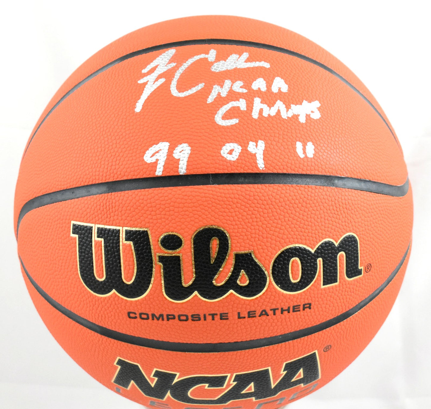 Jim Calhoun Autographed Wilson NCAA Basketball - 3x Champs Inscribed