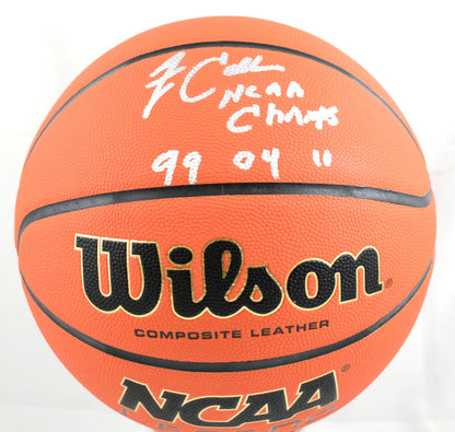 Jim Calhoun Autographed Wilson NCAA Basketball - 3x Champs Inscribed