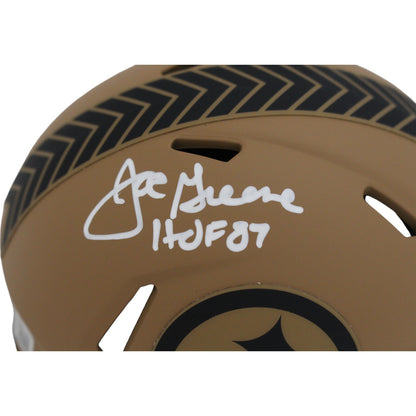 Joe Greene Autographed Pittsburgh Steelers 2023 Salute to Service Mini Helmet