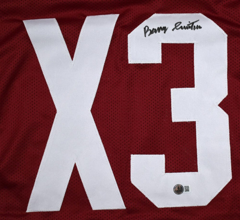 Barry Switzer Signed Maroon Oklahoma Style Custom Stat Jersey