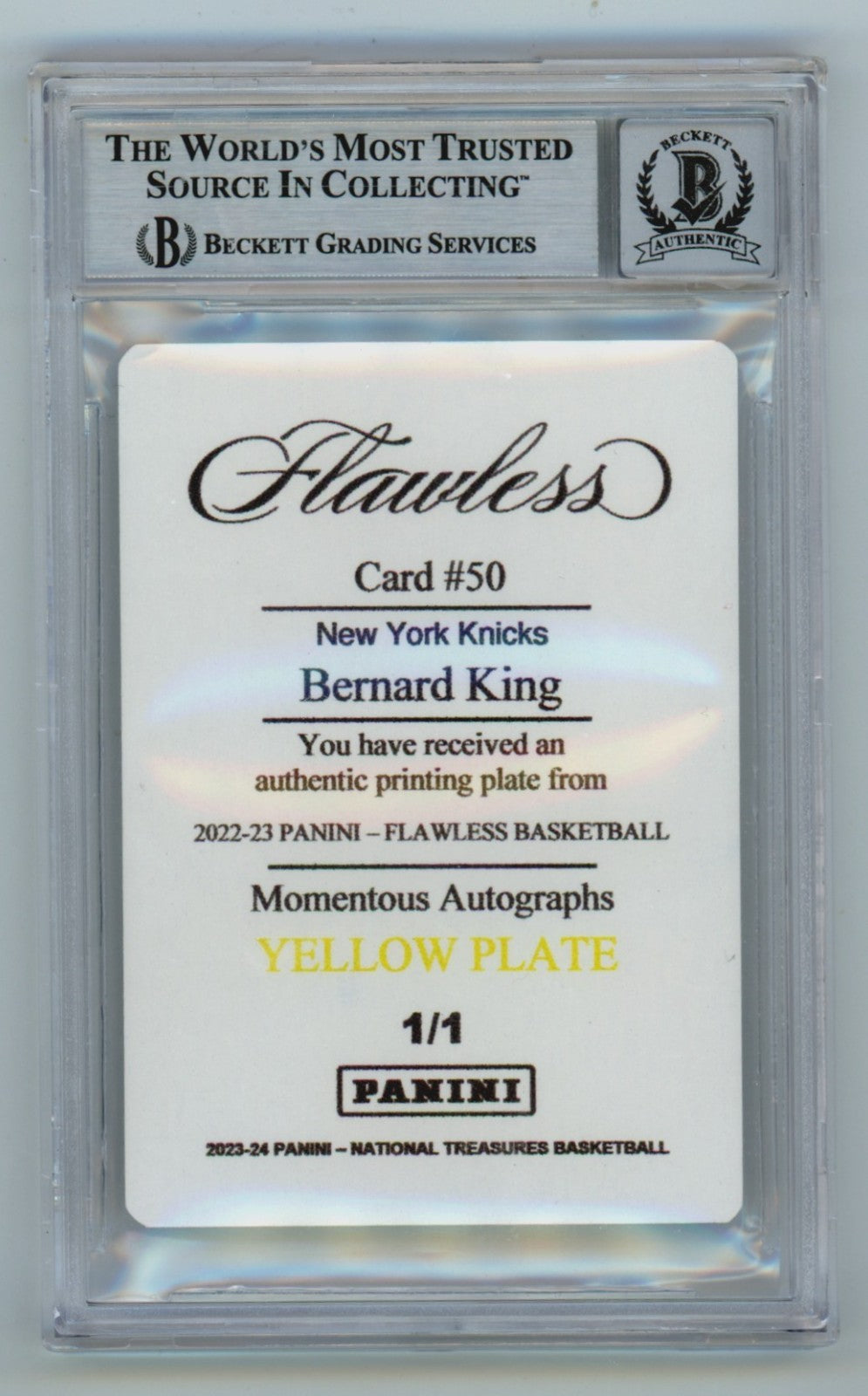 Bernard King Autographed 2022-23 Panini Flawless 1/1 Printing Plate BGS 10