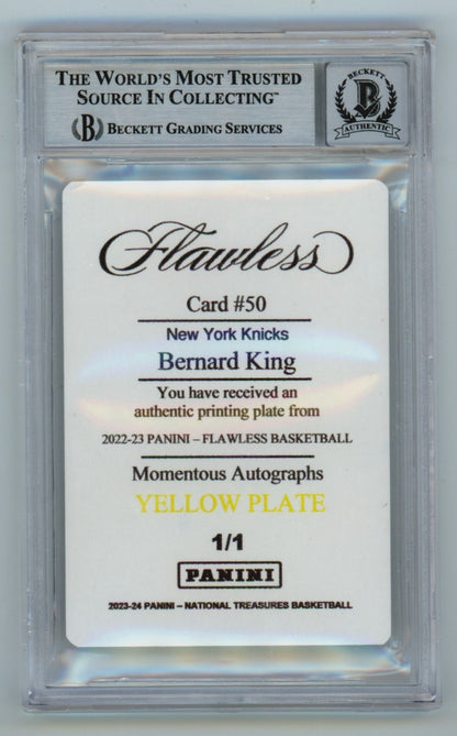 Bernard King Autographed 2022-23 Panini Flawless 1/1 Printing Plate BGS 10