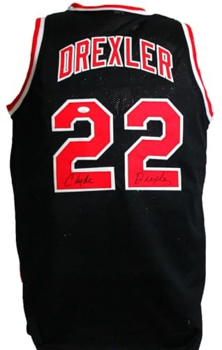 Clyde Drexler Autographed Black Custom Basketball Jersey