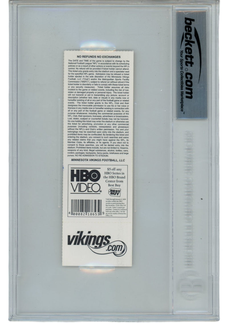 Adrian Peterson Autographed Minnesota Vikings Slabbed Ticket Stub (2007 ROY)