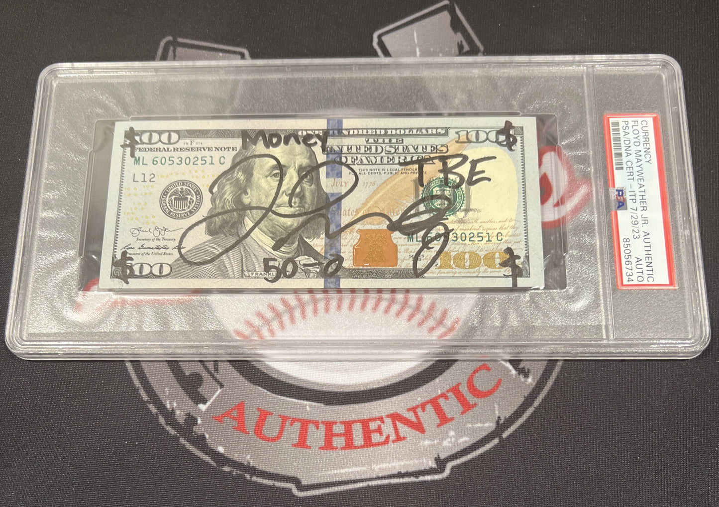 Floyd Mayweather Jr. Signed $100 Bill with 4x Inscriptions (PSA)