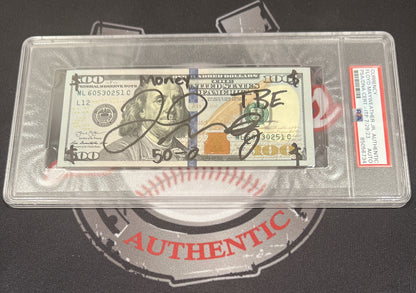 Floyd Mayweather Jr. Signed $100 Bill with 4x Inscriptions (PSA)