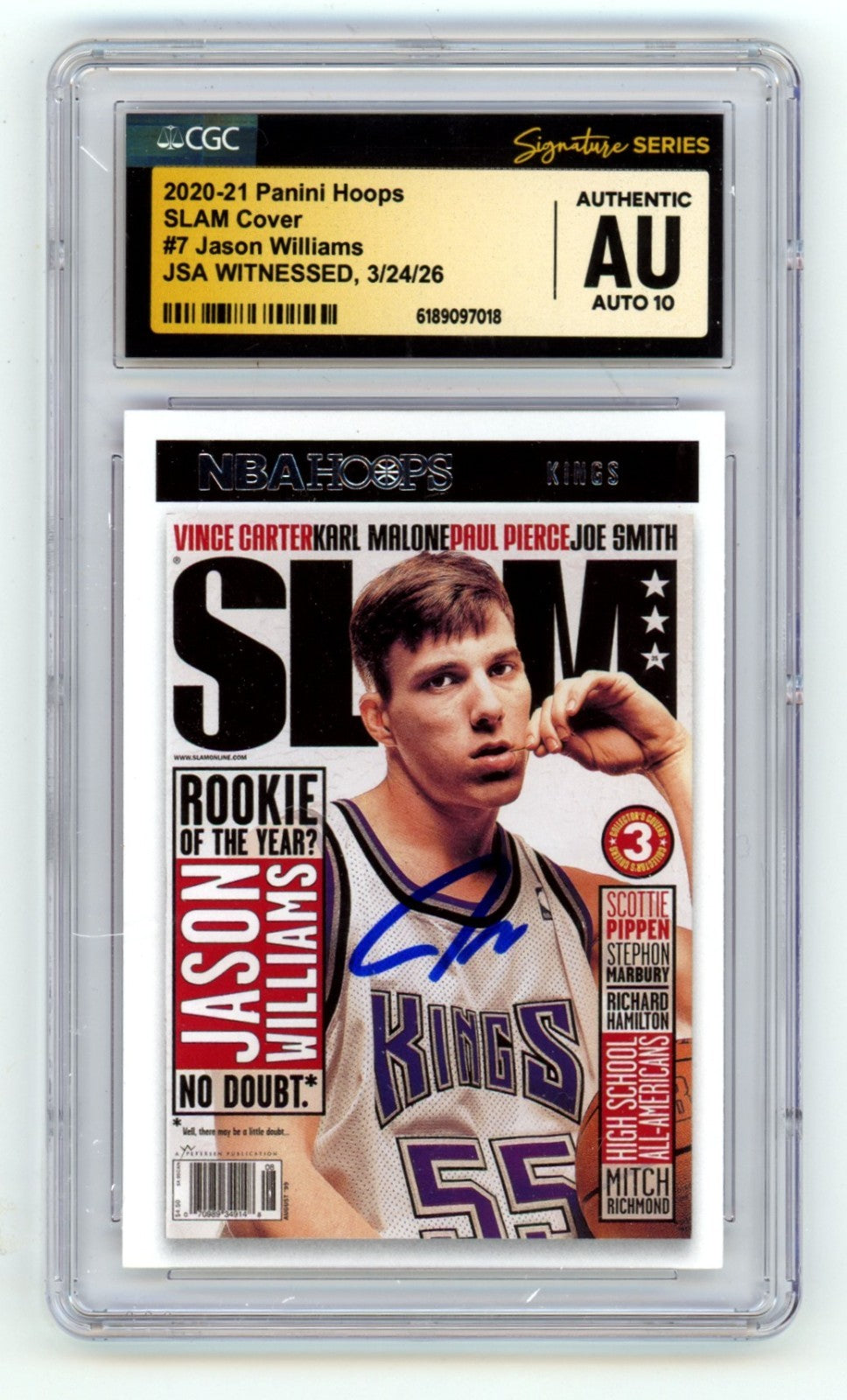 Jason Williams Autographed 2020-21 Panini Hoops SLAM #7 Card CGC 10