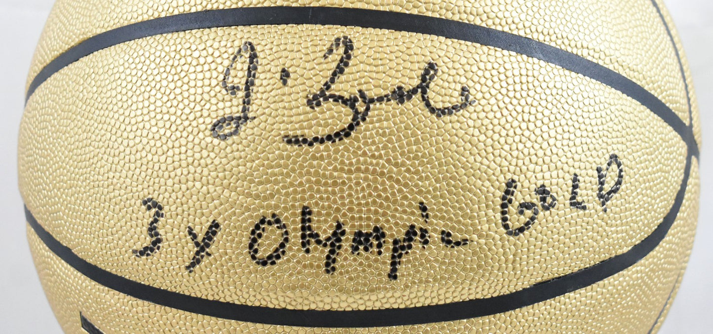 Jim Boeheim Autographed Wilson Gold Basketball Inscribed 3x Olympic Gold